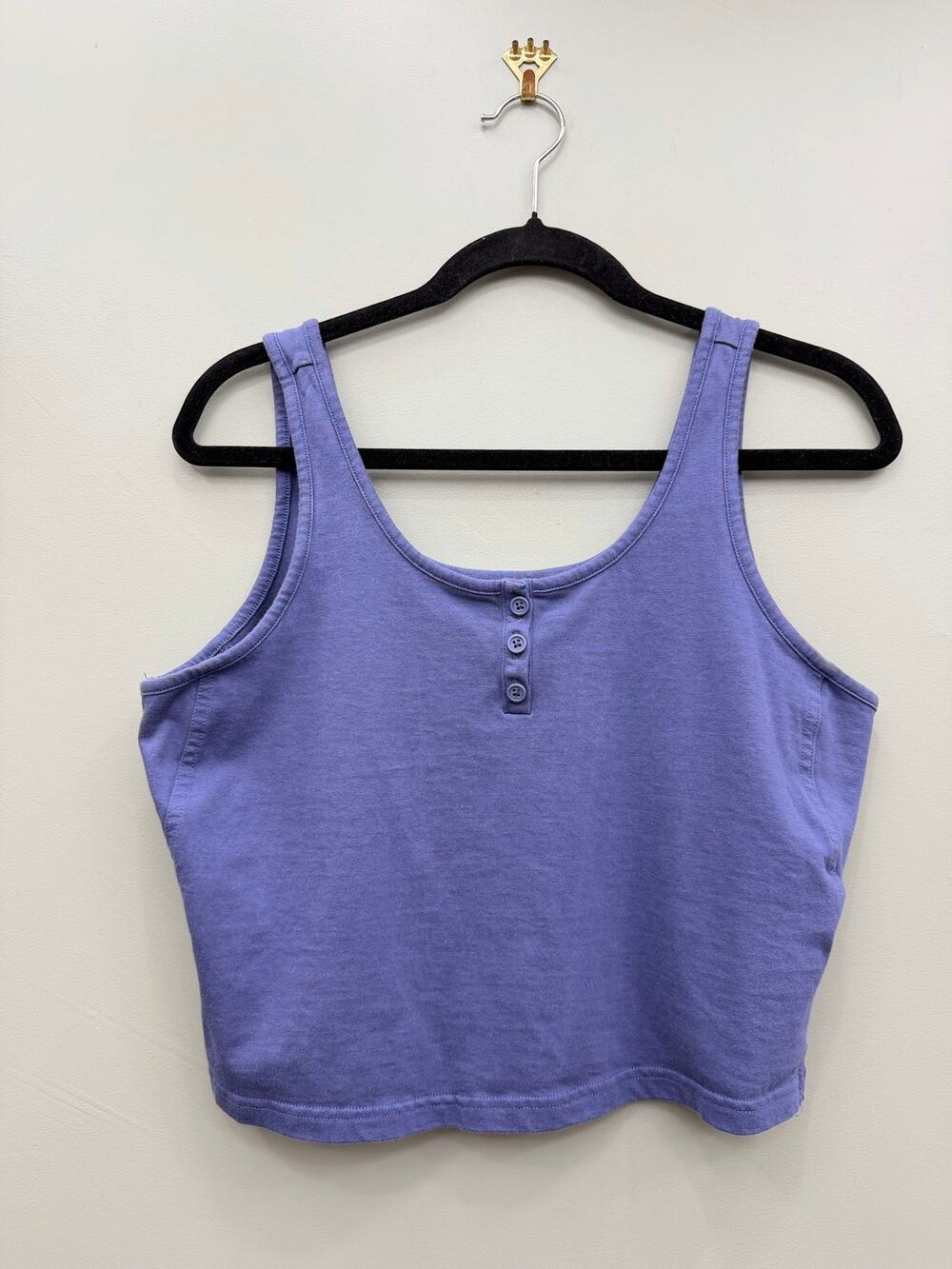 FLX Purple Cotton Henley Tank Top Women's Medium Casual Athleisure